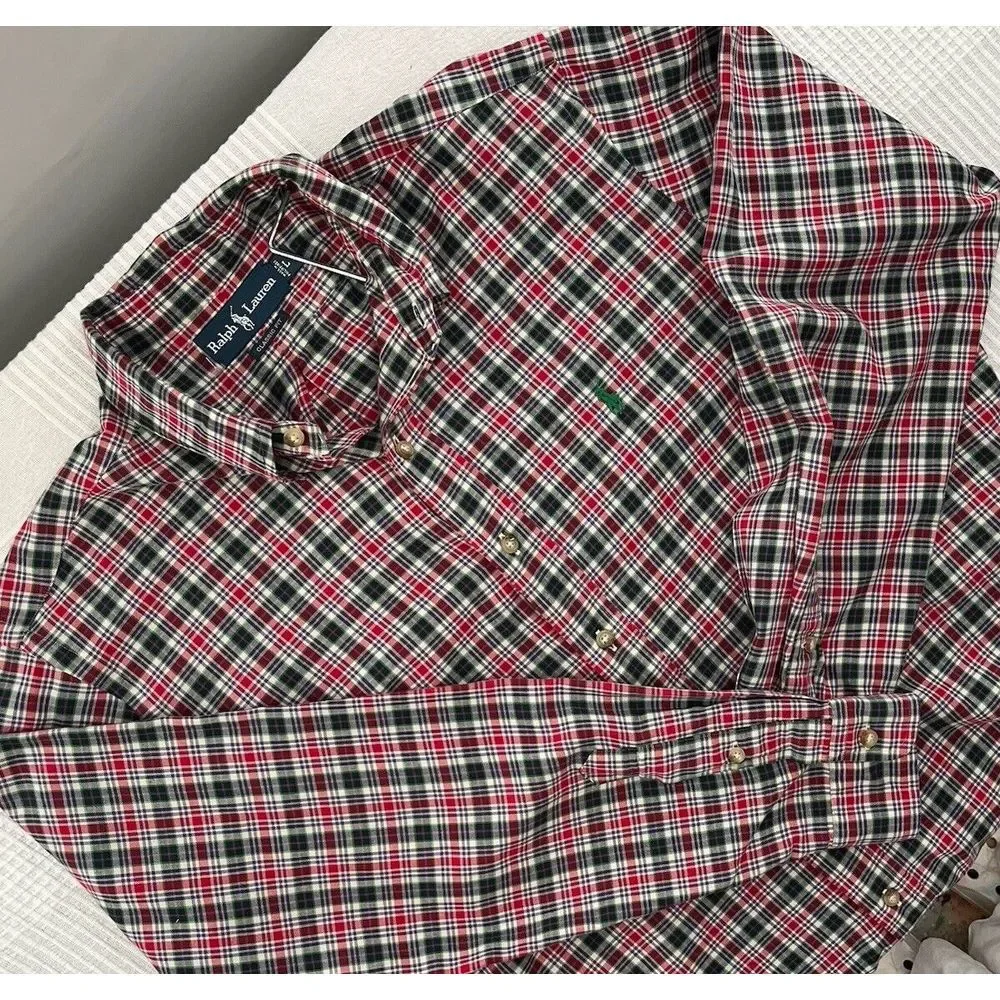 Polo Ralph Lauren Mens Long Sleeve Plaid Button Down Large 100% Cotton